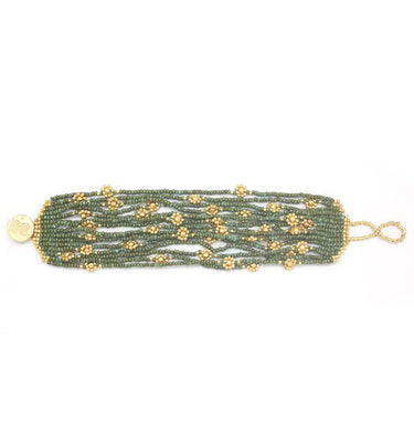 Brazalete cosecha 15 hilos dorado.